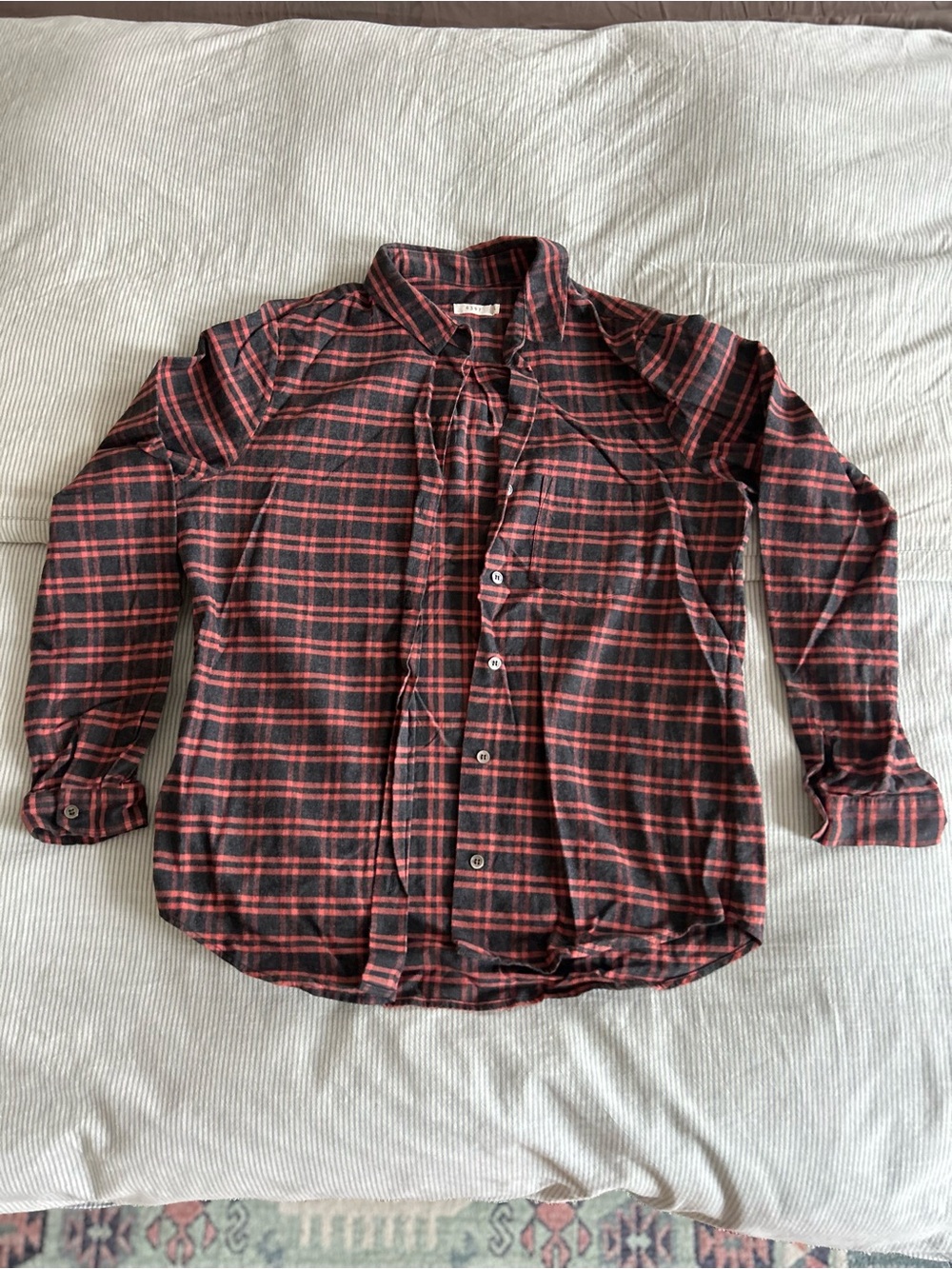 6397 Red & Black Plaid Flannel Button Down Shirt
